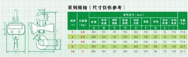双面直视电子吊钩秤参数表