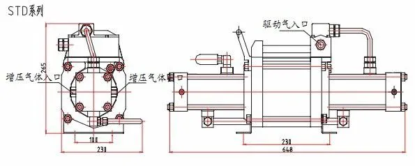 气体增压泵STD结构图 气体增压泵STD结构图