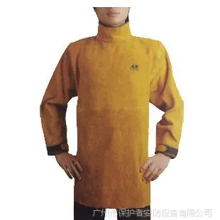 友盟AP-8000长袖带领焊接围裙 金黄色牛皮护胸 焊接作业防火阻燃