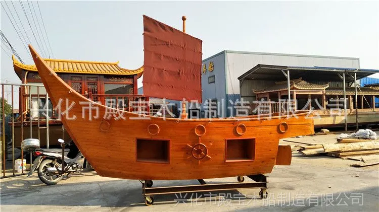 殿宝供应园林木质景观船/户外海盗木船/装饰船/影视道具船
