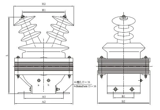 JDZ(J)-3、6、10(Q)电压互感器外形尺寸 JDZ(J)-3、6、10(Q)电压互感器外形尺寸