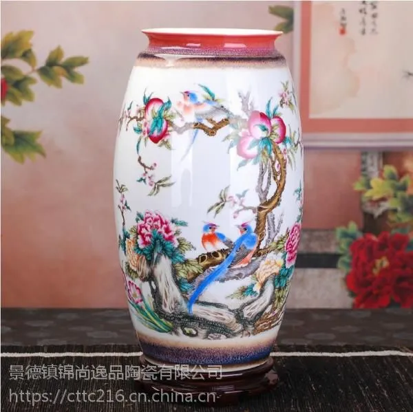 景德镇仿古瓷器粉彩珐琅彩瓷瓶黄底赏瓶小花瓶客厅装饰桌面摆件- 供应商网