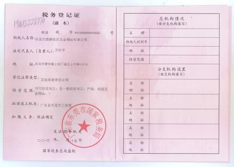 税务登记证副本(国)
