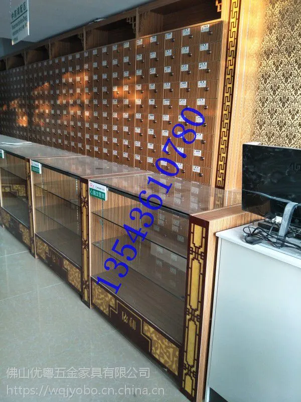 广东省佛山药店货架定做厂家收款台大药房中药柜百子柜货架多角度拍摄细节图