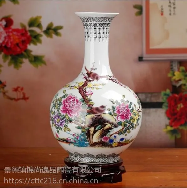 景德镇仿古瓷器粉彩珐琅彩瓷瓶黄底赏瓶小花瓶客厅装饰桌面摆件- 供应商网