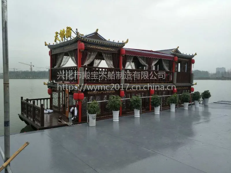 殿宝木船餐饮画舫船 大型观光休闲游船 公园景区客船