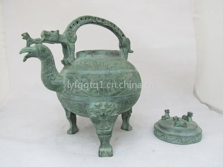 青铜凤纹鸟提梁卣古代酒器壶现代复古工艺品家居摆设古玩收藏- 供应商网