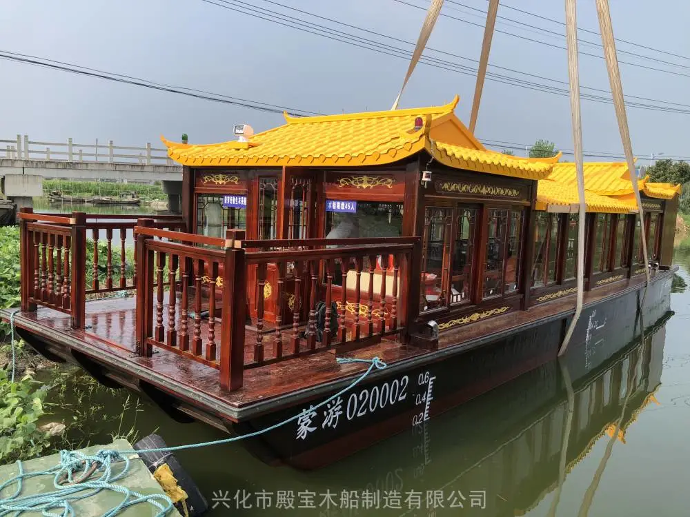 木船大型画舫手工木船景点观光船旅游船仿古道具船手划船