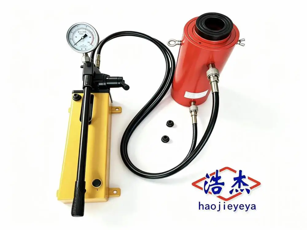浩杰20吨手动分离式单作用行程50mm手动双作用中空千斤顶