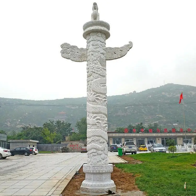 石雕龙柱青石盘龙柱加工 寺庙大雄宝殿门柱 支持设计施工