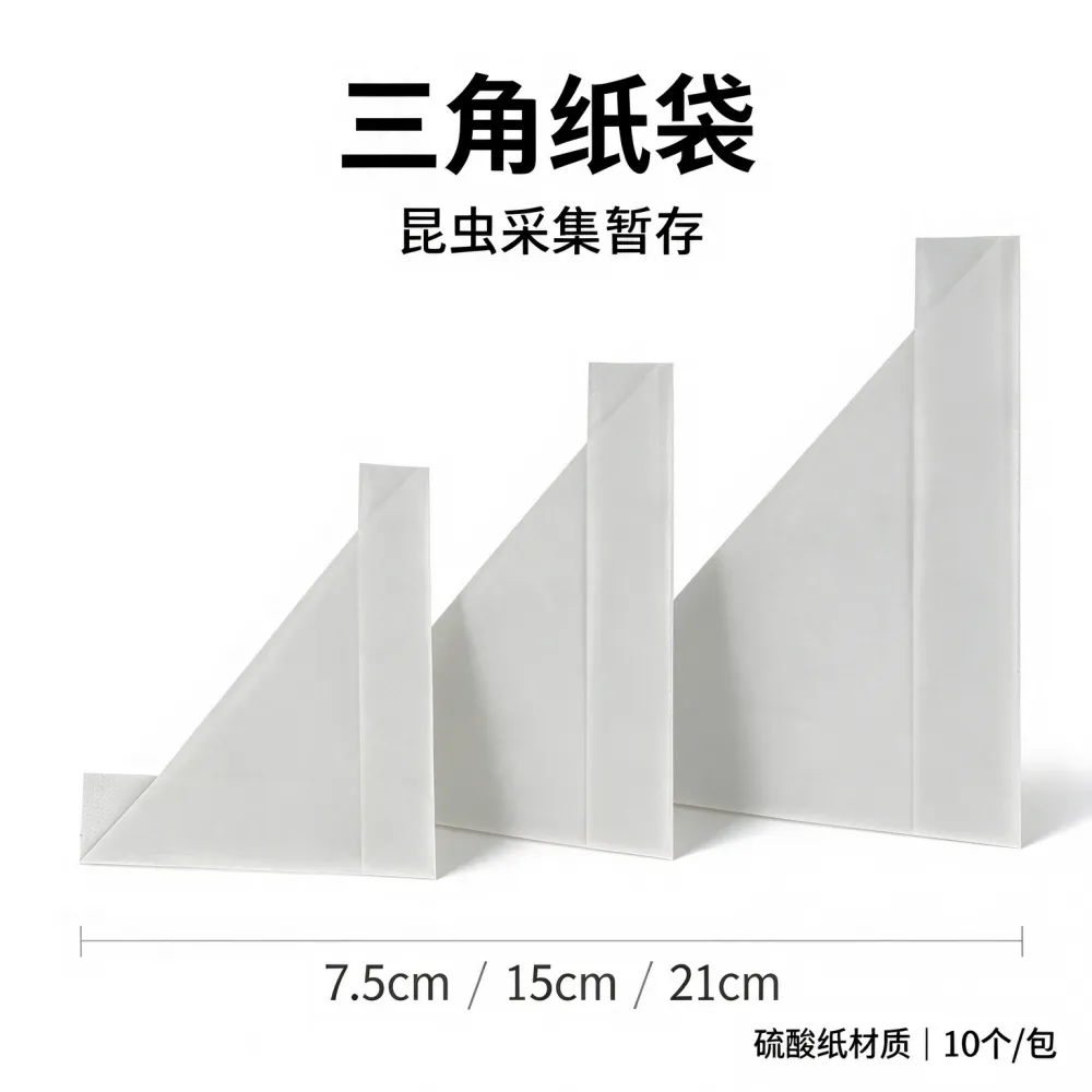 护鳞型昆虫标本三角纸袋 硫酸纸低摩擦 蝴蝶蛾类采集暂存袋 三种规格
