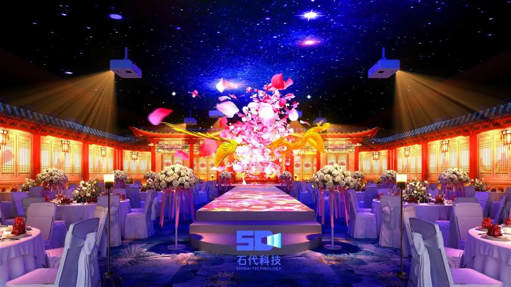 5D全息投影石代科技投影宴会厅光影餐厅饭店多功能酒店宴会厅投影