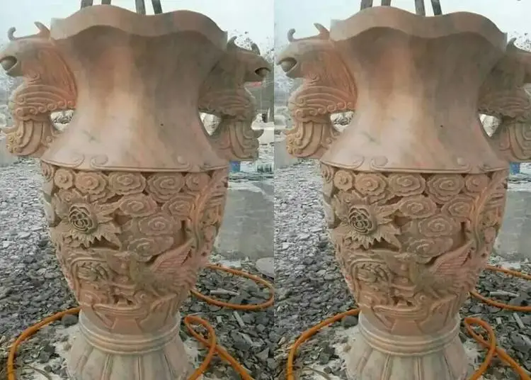 石材雕龙花瓶定制 龙雕石头花瓶价格 石雕龙瓶图片
