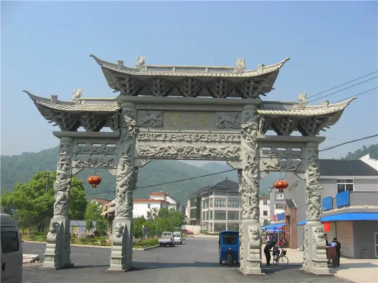 河北秦皇岛农村牌楼简易石牌楼维修嘉祥石雕