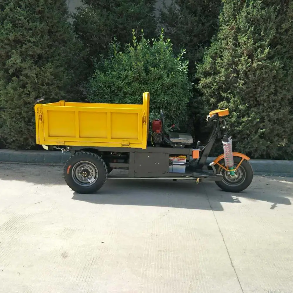 热门款建筑工地电动翻斗车 载重型液压自卸三轮车 厂区货物运转车