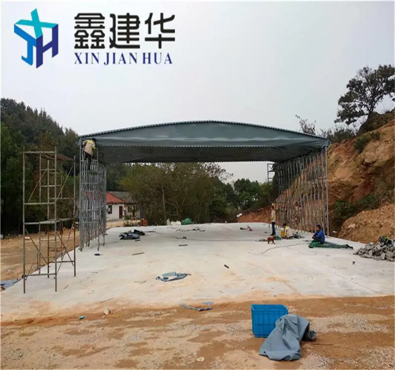 深圳龙岗夜市烧烤伸缩雨篷大型加厚实物图片