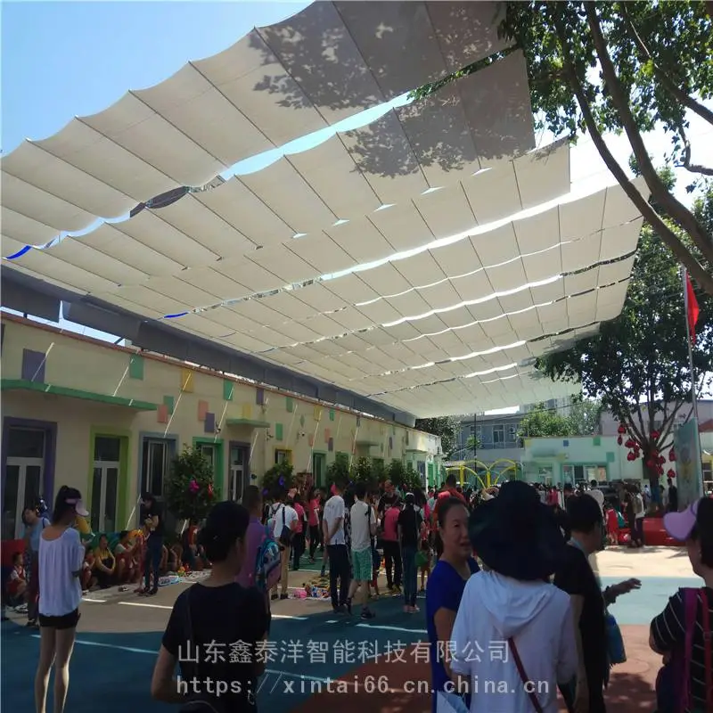 东营定做幼儿园遮阳帘 幼儿园天棚帘 东营幼儿园电动遮阳帘厂家