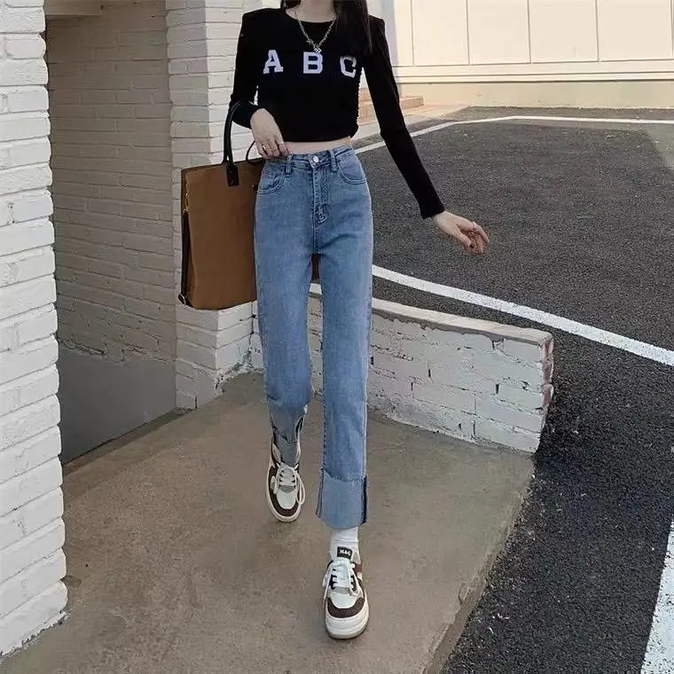 牛仔裤女宽松阔腿搭配外套店面跑量货源尾货均码女士棉衣羽绒服