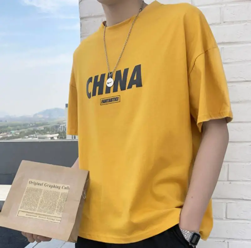 山东莱芜印花大码男生T恤打底衫老郭出口缅甸服装批发外贸男装上衫