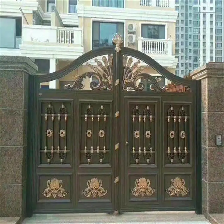 天津滨海新别墅围墙护栏铝艺大门图片