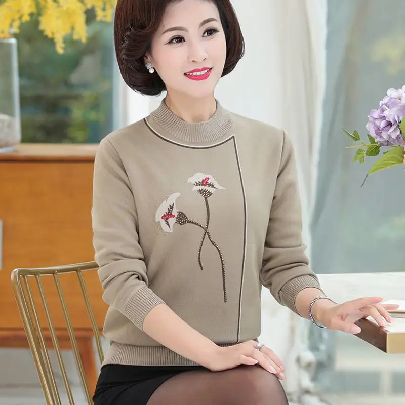 广东茂名时尚大码妈妈装针织衫全国尾货服装批发市场妈妈装女秋冬装针织衫