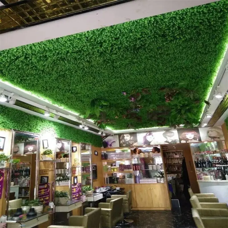 绿达店铺门头招牌装饰仿真植物墙带花小尤加利壁挂吊顶塑料绿植