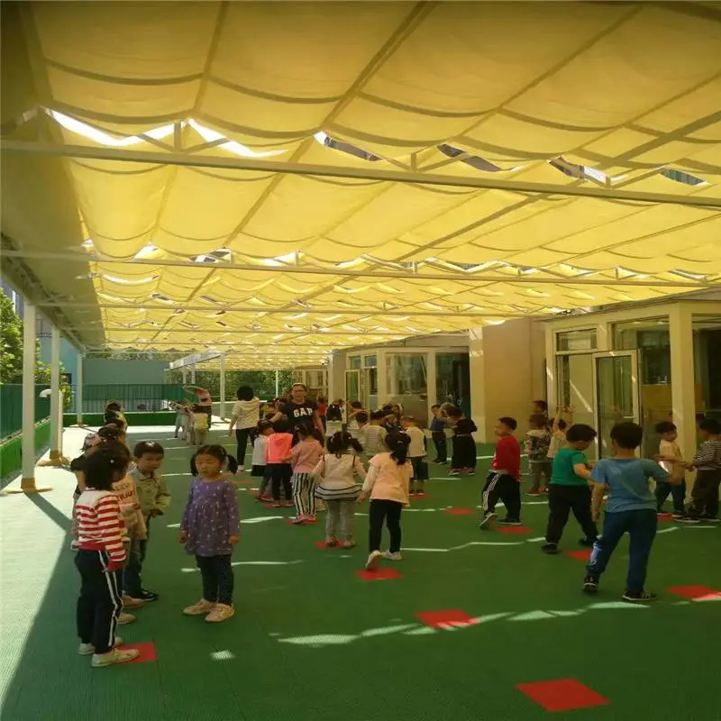 幼儿园遮阳帘 户外电动遮阳帘 学校操场电动遮阳天棚帘