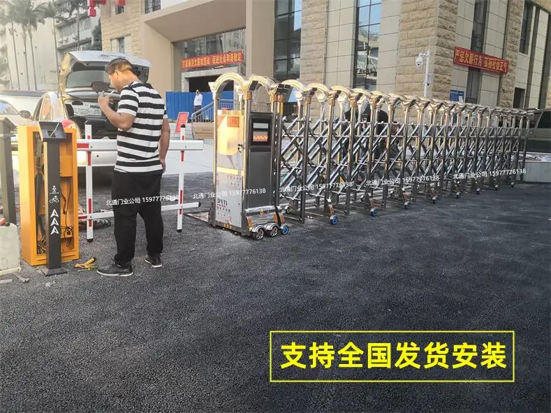 南宁不锈钢电动伸缩电动门 铝合金电动伸缩门 全程上门安装