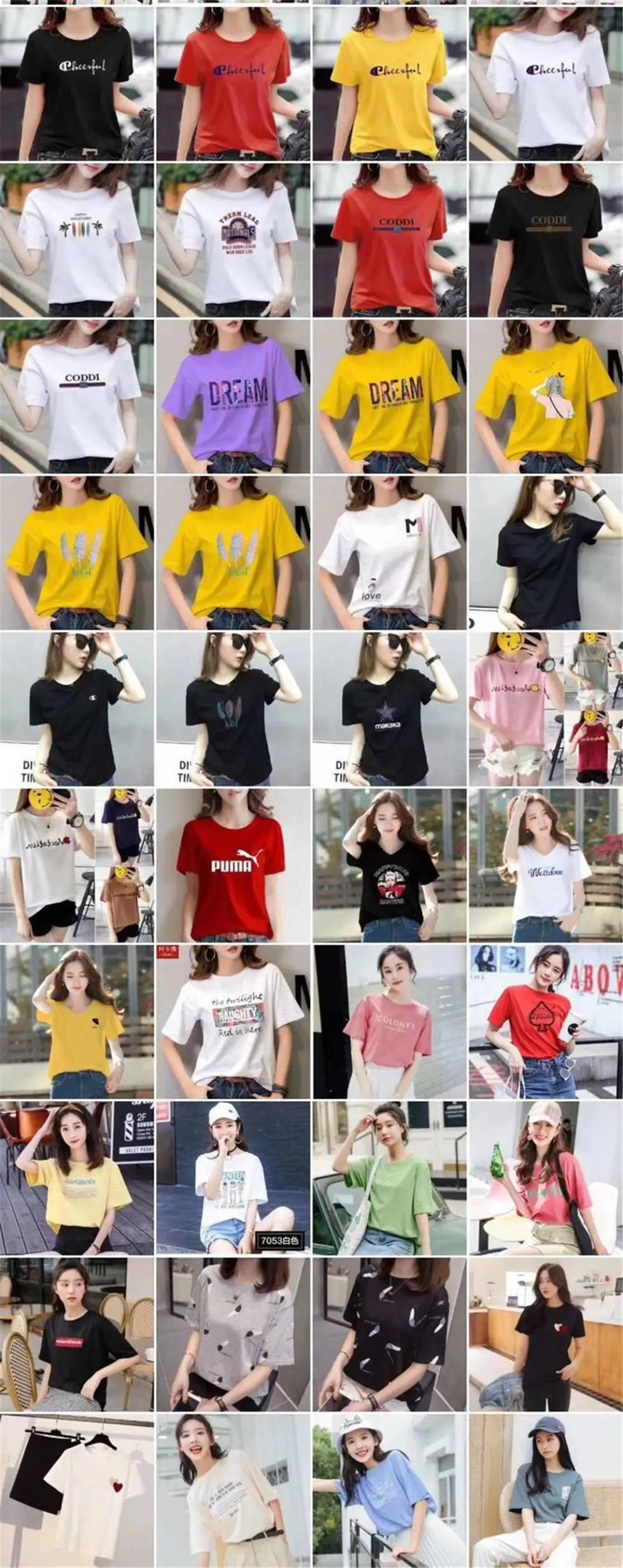 广东潮州***破坏王短袖女上衣上海七浦路服装批发市场T恤女短袖宽松简约