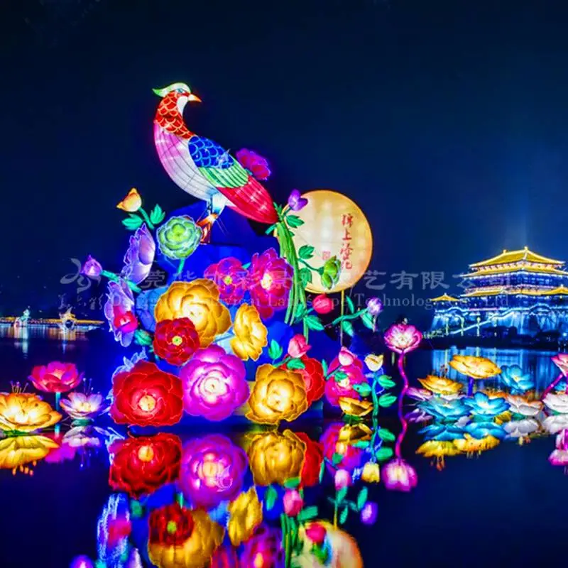 甘孜景区街道办中秋节国庆节自贡花灯彩灯彩车彩船制造工厂产家
