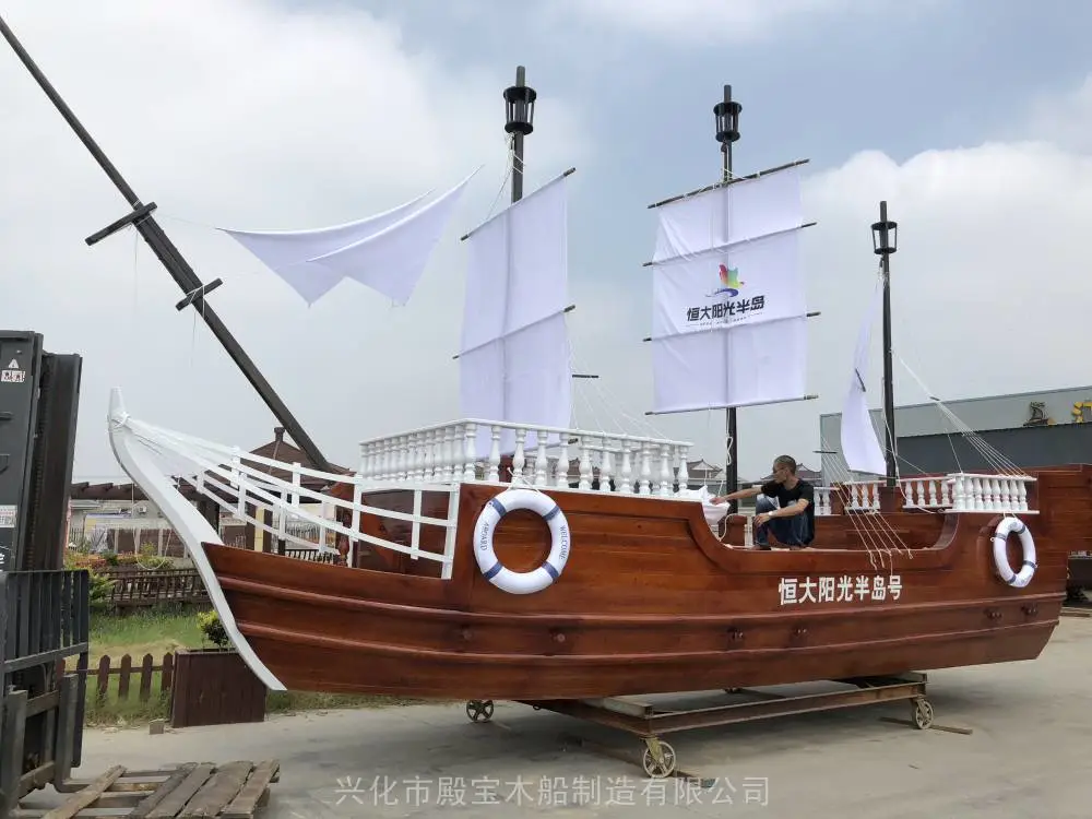 定制各种尺寸景观船广场公园亮化船室内装饰船木质船