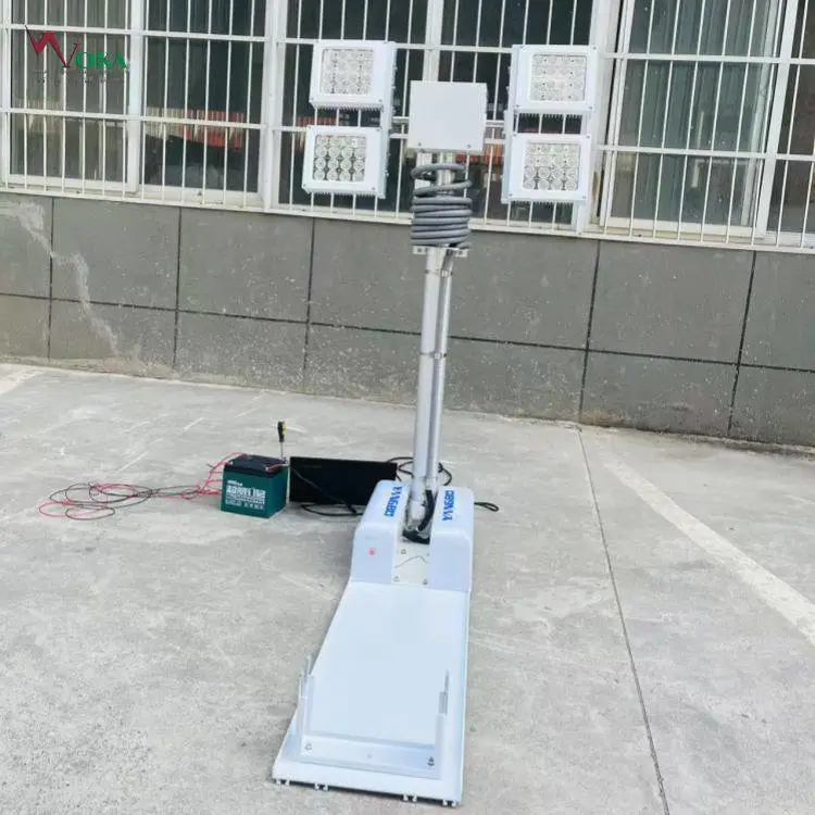 4米移动式电动可旋转监控杆 车载倒伏式升降天线杆
