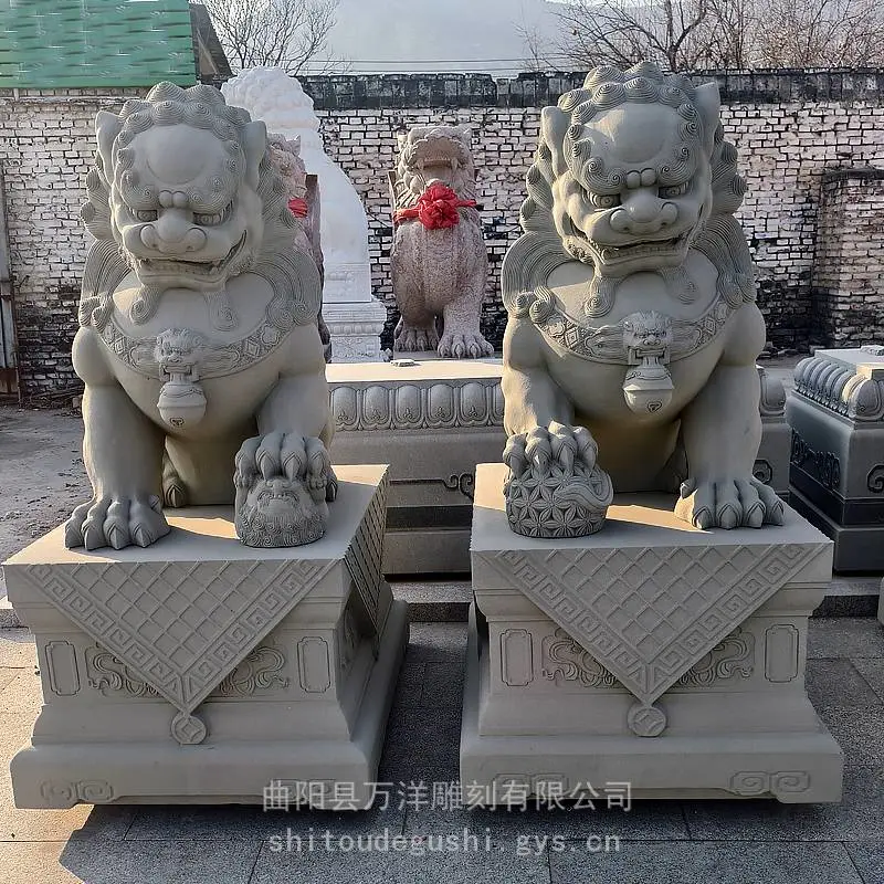 石雕石狮子一对万源青中式传统石狮天安门狮子门口动物摆件- 供应商网