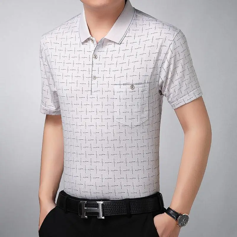 义乌中老年人服装尾货批发市场半袖体恤条纹POLO衫翻领套头男士短袖衫全国服装批发市场货源