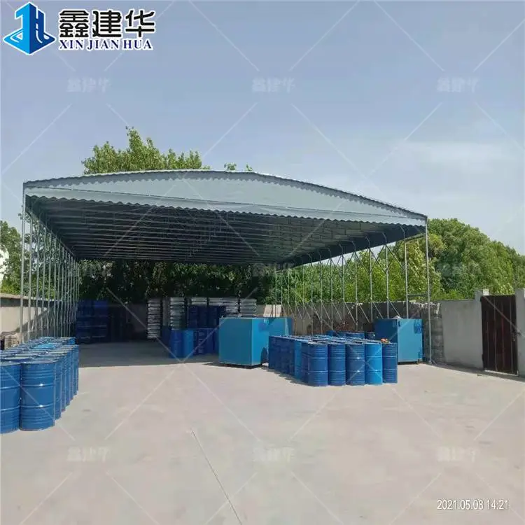 收缩停车棚电动伸缩棚大型吊空雨棚放货推拉棚