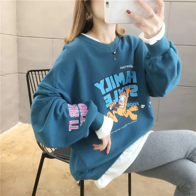 摆地摊卖衣服怎么吸引人加绒印花宽松外套女潮超火新款秋季圆领卫衣10元衣服批发货源