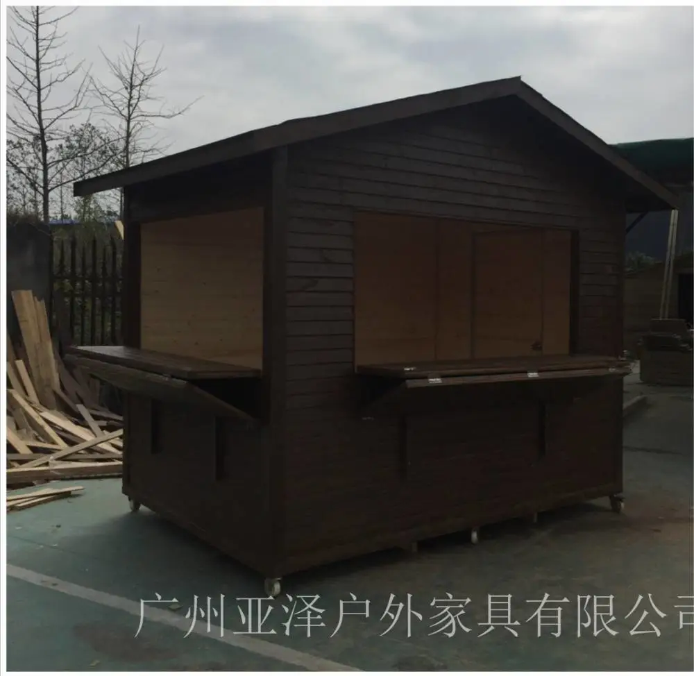 浙江金华 户外仿古移动实木售货车 地铁站不锈钢售卖车 公园不锈钢售货车