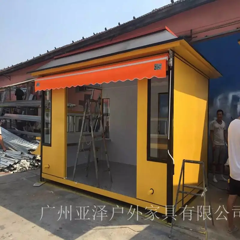 西藏阿里 定制户外防腐木售货车 供应传达室岗亭定制 景区实木不锈钢售票亭售货亭