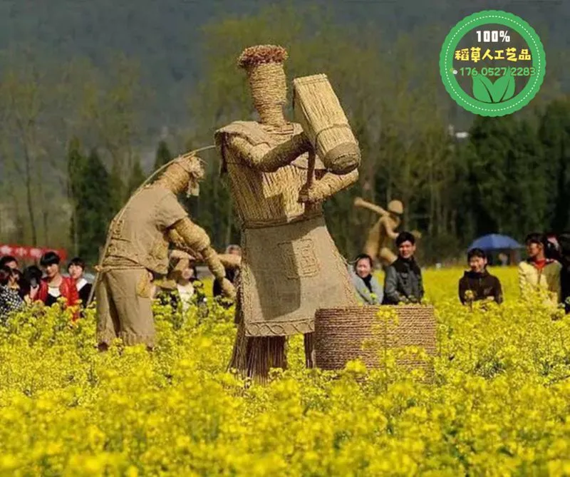 小黄人草雕稻草人工艺品生产价格_稻草人厂家