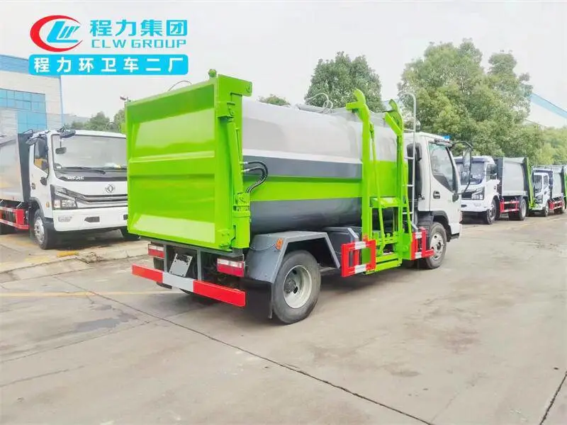 勾臂垃圾车用不锈钢垃圾箱 东风天龙环卫勾臂垃圾车参数图片