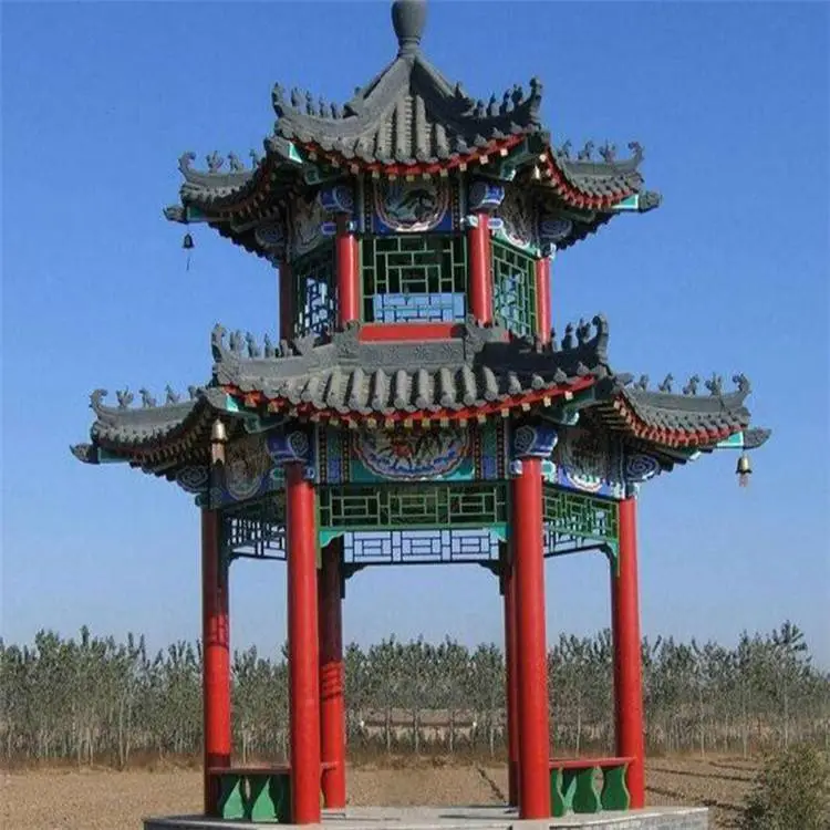 滦平双层古建防腐木凉亭 四角古建凉亭 清秀园林 欢迎选购