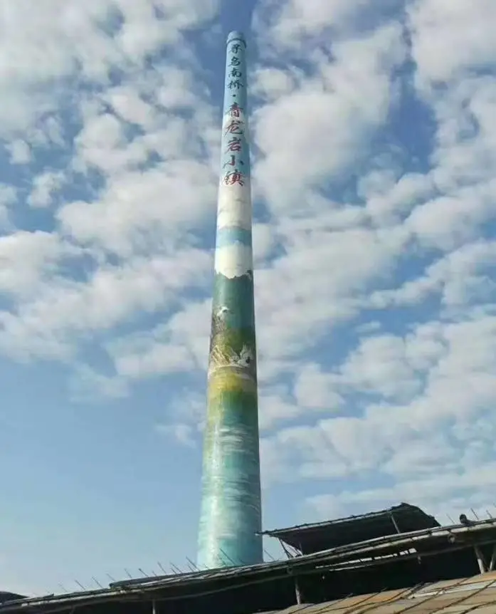 山东济宁高空墙绘涂鸦壁画_蜘蛛人施工_冷却塔烟囱凉水塔彩绘手绘油漆翻新