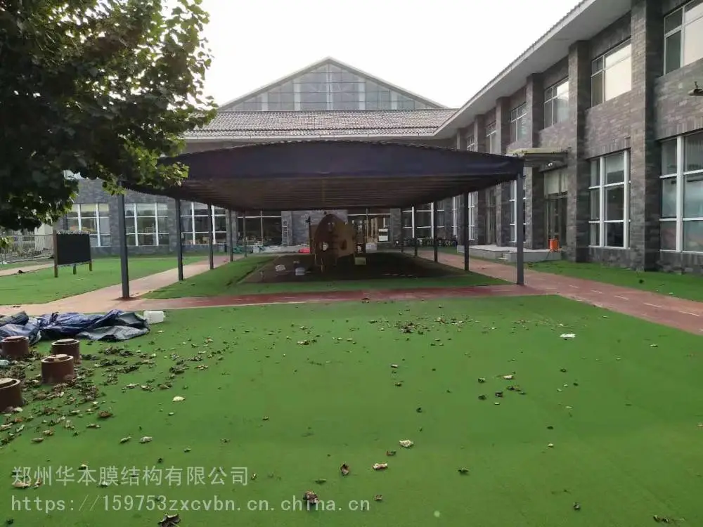 烨兴膜结构伸缩帆布固定棚钢结构雨棚价格及图片
