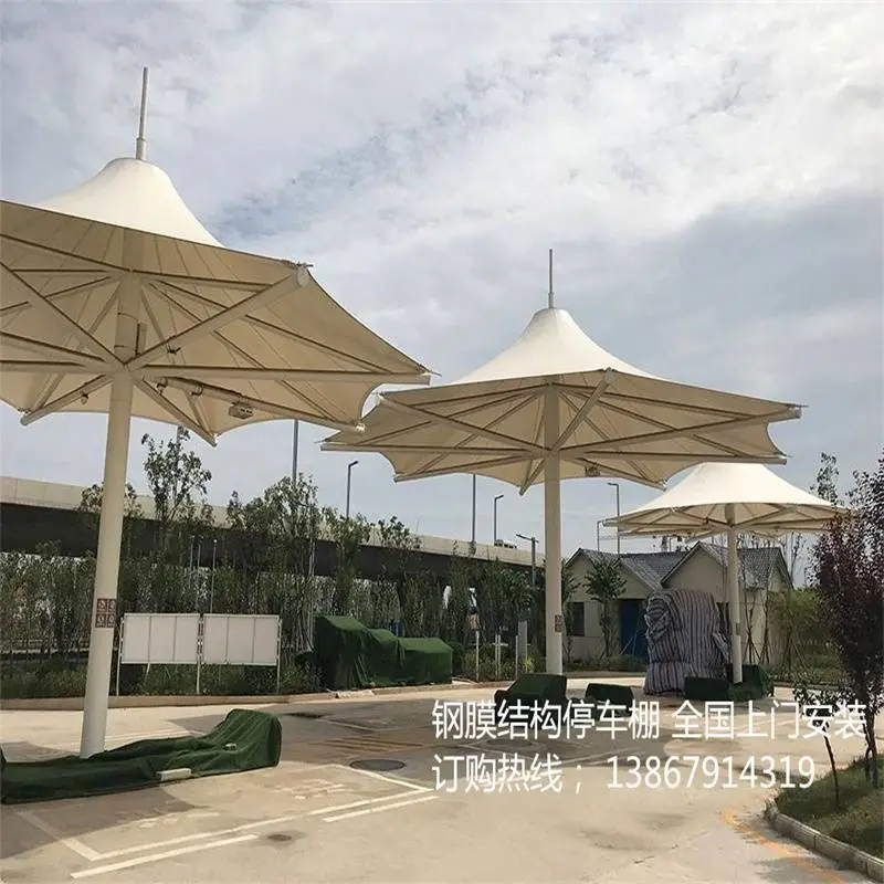 佳木斯小区景观棚效果图 膜结构景观蓬 安装