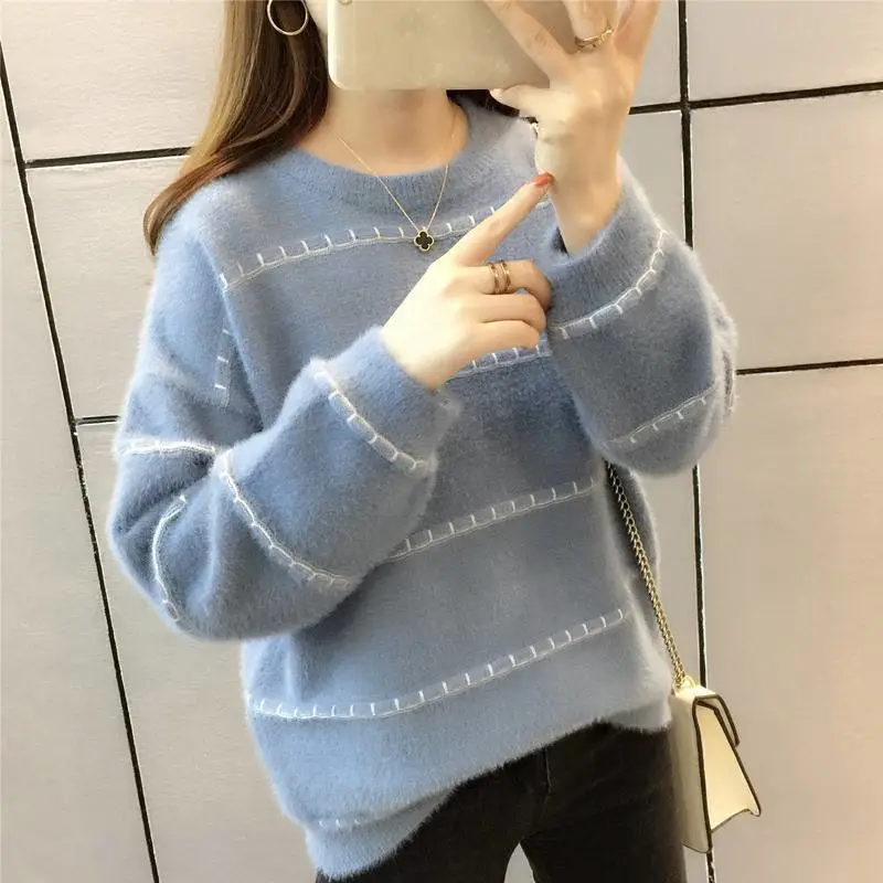 河北邯郸批发市场高领女士毛衣2020新款仿水貂绒短款毛衣女拼10元以下服装批发