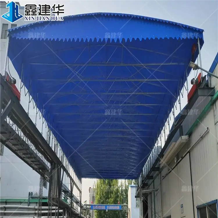 收缩停车棚电动伸缩棚大型吊空雨棚放货推拉棚