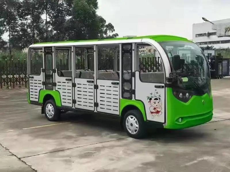 四轮十四座电动车 14座封闭电动观光车 轻便灵活车身密封性好