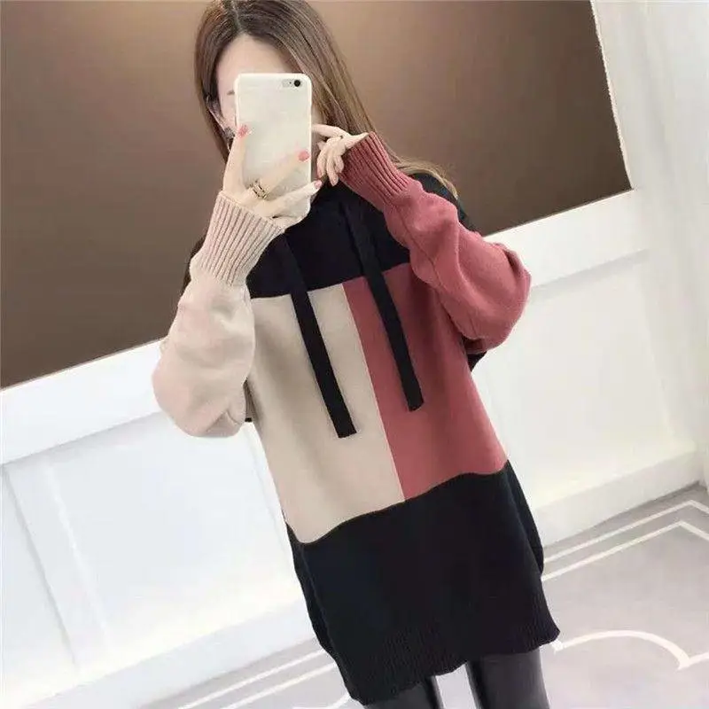 摆地摊可以卖品牌服装吗中长款宽松长袖圆领套韩版印花外套针织衫女广州服装地摊在哪里