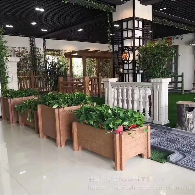 景观工程钢筋混凝土仿木花箱 水泥仿木花箱花盆道路隔离花箱
