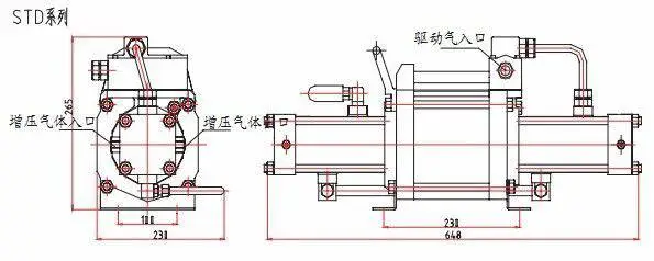 气体增压泵STD结构图 气体增压泵STD结构图